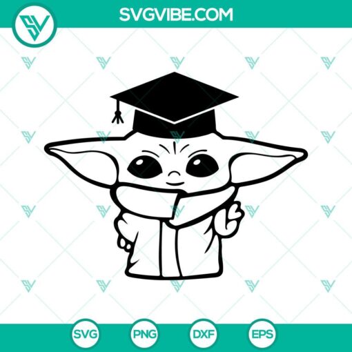 Baby Yoda graduation cap SVG featuring Star Wars graduate, perfect for DIY projects and gifts.