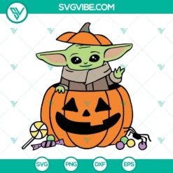 Baby Yoda Star Wars Halloween SVG files bundle with cute and spooky designs for Halloween crafts, featuring Baby Yoda in various costumes.