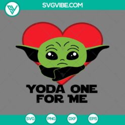 Baby Yoda Valentines SVG files with PNG EPS DXF formats for digital crafting projects, ideal for Valentine's Day designs.