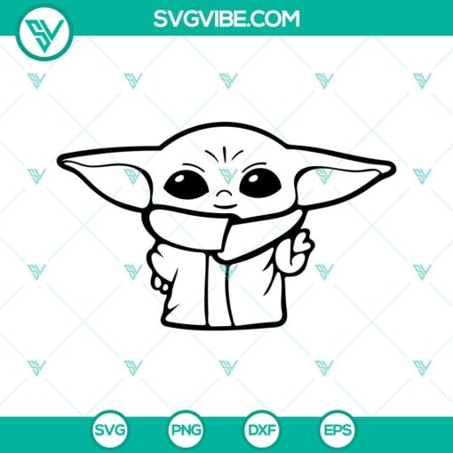 Baby Yoda SVG images, Star Wars SVG PNG DXF EPS files for Cricut, with adorable and iconic design for crafting projects.