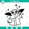 Baby Yoda in starry background, Mandalorian theme SVG file, Star Wars downloadable design in PNG and DXF format.