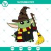 Baby Yoda Wizard and Harry Potter SVG images for download, Star Wars crossover design, cute character in wizard hat, PNG format.
