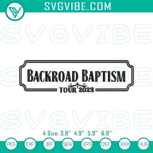 Backroad Baptism Tour 2023 Jelly Roll Embroidery featuring music-inspired design with vibrant colors and intricate stitching.