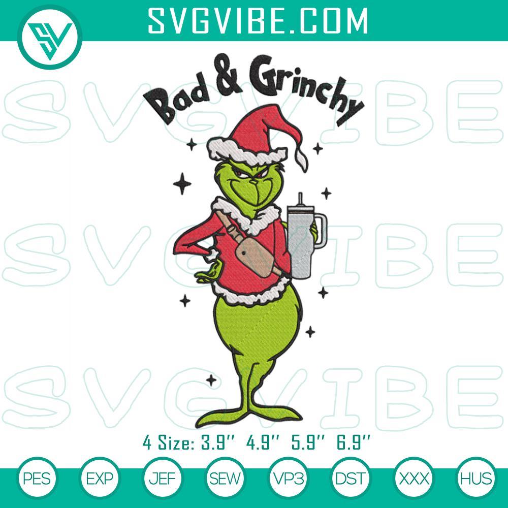 Bad And Grinchy Grinch Christmas Embroidery Design Files Bad And Grinchy Christmas Embroidery Design with a Funny Grinch Embroidery File, suitable for holiday crafting projects.