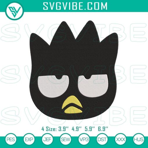 Bad Badtz-Maru face embroidery design file, Sanrio character for digital crafting, cute Sanrio embroidery.