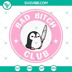 Club Penguin inspired SVG design of a bold penguin holding a knife, in Funny Animal theme. Includes SVG, PNG, and DXF file formats.