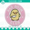 Edgy Bad Bitch Club Yellow Duck Knife Embroidery Design file with duck character. Bold and unique embroidery pattern.