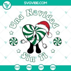 Bad Bunny Candy Christmas SVG Files featuring Una Navidad Sin Ti design, downloadable SVG, perfect for holiday crafting.