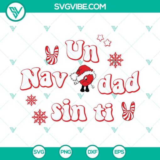 Bad Bunny Christmas SVG with Una Navidad Sin Ti design, featuring a festive Bad Bunny Xmas theme in vibrant colors.