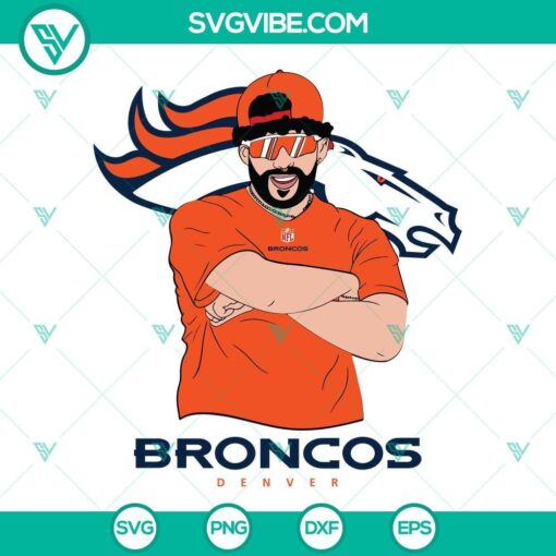 Bad Bunny Denver Broncos SVG images for Cricut and Silhouette Vector, in DXF EPS PNG formats - perfect for crafting projects.
