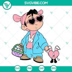 Bad Bunny Easter Egg Basket SVG images for download. Cute baby bunny in Easter theme. Perfect for crafts and decorations.