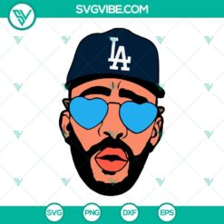 Bad Bunny LA Dodgers inspired baseball SVG image with DXF EPS PNG formats for digital download.