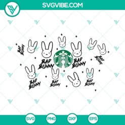 Bad Bunny logo Starbucks cup SVG file - perfect for customizing your tumbler with a trendy design.