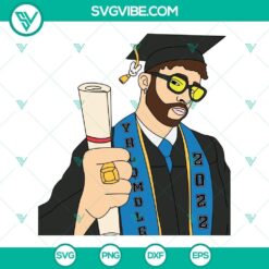 Bad Bunny graduation 2022 SVG file with PNG, DXF, and EPS formats for Cricut cutting machines. Great for crafting projects.