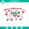 Bad Bunny Halloween Starbucks SVG features eerie hand with blood, ideal for Halloween crafts. Download SVG now!