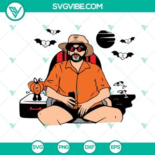 Bad Bunny Halloween SVG Images DXF EPS PNG Cut Files - ideal for Cricut projects, featuring festive Halloween-themed design elements.