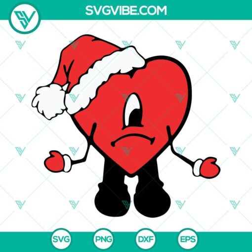 Bad Bunny Heart Christmas SVG Download Bundle, Bad Bunny Santa Claus 2