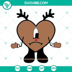 Bad Bunny Heart Christmas Tree SVG Download, Bad Bunny Heart Reindeer 3