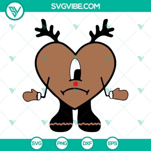 Bad Bunny Heart Christmas Tree SVG Download, Bad Bunny Heart Reindeer 1