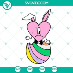 Bad Bunny themed Easter egg SVG download with heart design, available in PNG, DXF, and EPS formats for Easter crafts and projects.