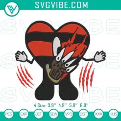 Bad Bunny Heart Freddy Krueger embroidery designs, spooky music-themed file perfect for halloween enthusiasts.