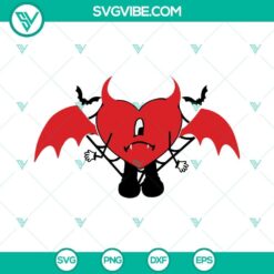 Bad Bunny Heart Halloween SVG Cut Files for Cricut - PNG DXF EPS included. Ideal for Halloween crafting projects.