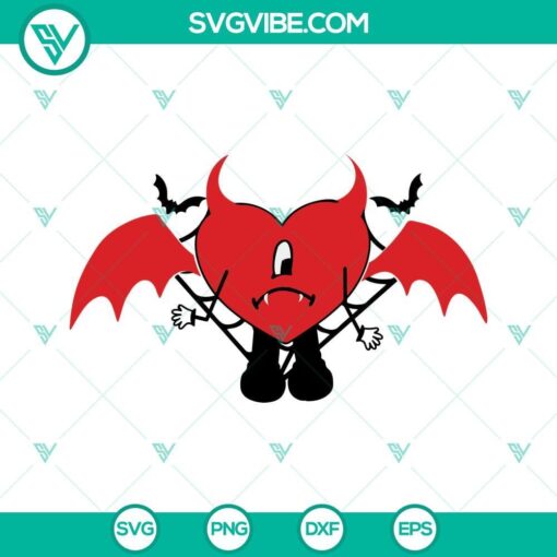 Bad Bunny Heart Halloween SVG Cut Files for Cricut - PNG DXF EPS included. Ideal for Halloween crafting projects.