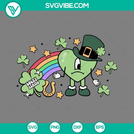 Green St. Patrick’s Day Bad Bunny Heart Lucky Bentino SVG design for digital crafting, PNG EPS DXF file formats.