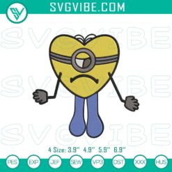 Bad Bunny Heart Minion embroidery files - cute and funny Minions embroidery pattern, great for crafting projects.