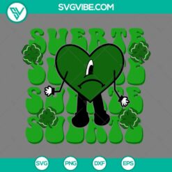 Bad Bunny St. Patrick's Day SVG design with heart, available as PNG, EPS, and DXF file for download.