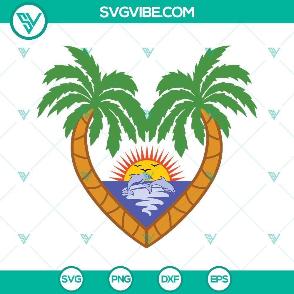 Bad Bunny Heart Shape Beach SVG Files, Bad Bunny Dolphins Vacation SVG Files Bad Bunny heart shape beach and dolphins vacation SVG files, ideal for travel designs.
