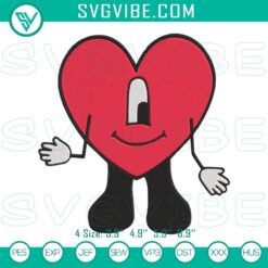 Bad Bunny heart smile embroidery design featuring a "Un Verano Sin Ti" pattern on a digital product.