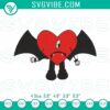 Bad Bunny Heart Vampire embroidery design perfect for Halloween crafts, Un Halloween Sin Ti pattern.