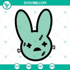Bad Bunny logo with Frankenstein monster theme for Halloween, available as SVG download.