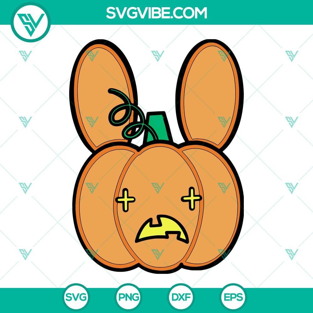 Bad Bunny Logo Pumpkin Halloween SVG PNG DXF EPS Cricut Silhouette Bad Bunny logo pumpkin Halloween SVG design for Cricut, includes PNG, DXF, and EPS file formats for download.