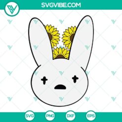 Sunflower-themed Bad Bunny logo SVG design perfect for Cricut projects. PNG, DXF, and EPS file formats available for download.