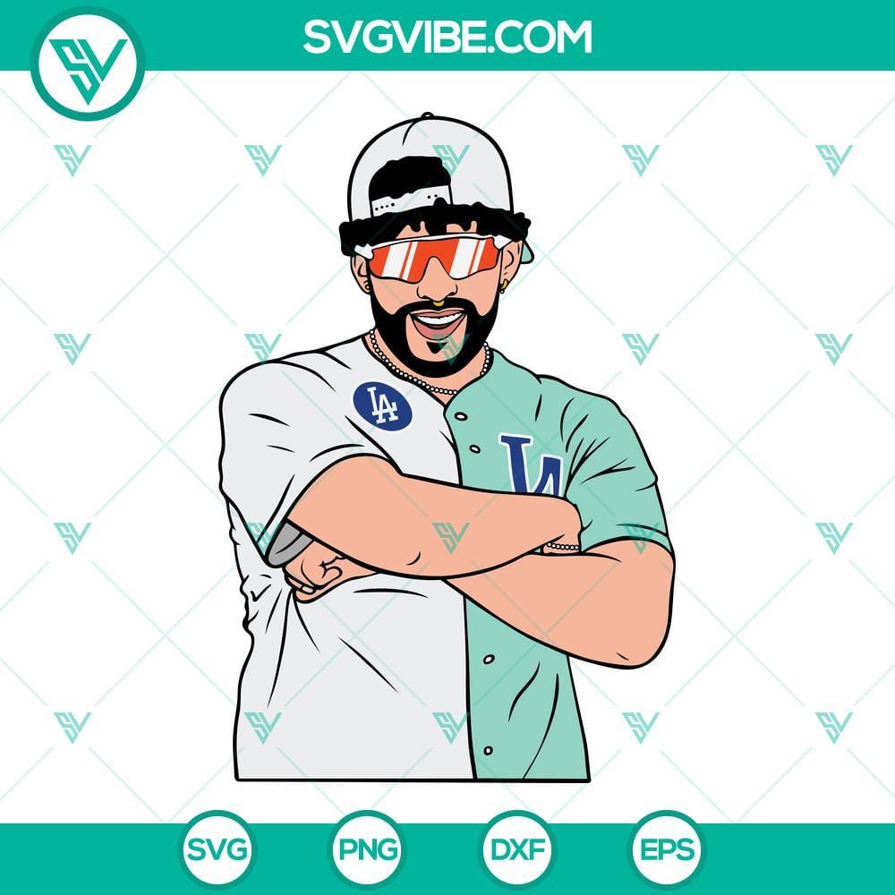 Bad Bunny Los Angeles Dodgers SVG PNG DXF EPS Digital File Clipart Bad Bunny Los Angeles Dodgers SVG logo design for digital download with PNG, DXF, and EPS files.