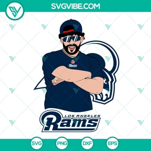 Bad Bunny Los Angeles Rams logo SVG files for Cricut and Silhouette, includes DXF, EPS, PNG formats for digital crafting.
