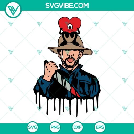 Bad Bunny Michael Myers Halloween SVG Images PNG DXF EPS Cut Files featuring a crossover design with both characters in a spooky theme.