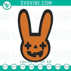 Bad Bunny pumpkin embroidery designs for Halloween featuring music artist patterns.