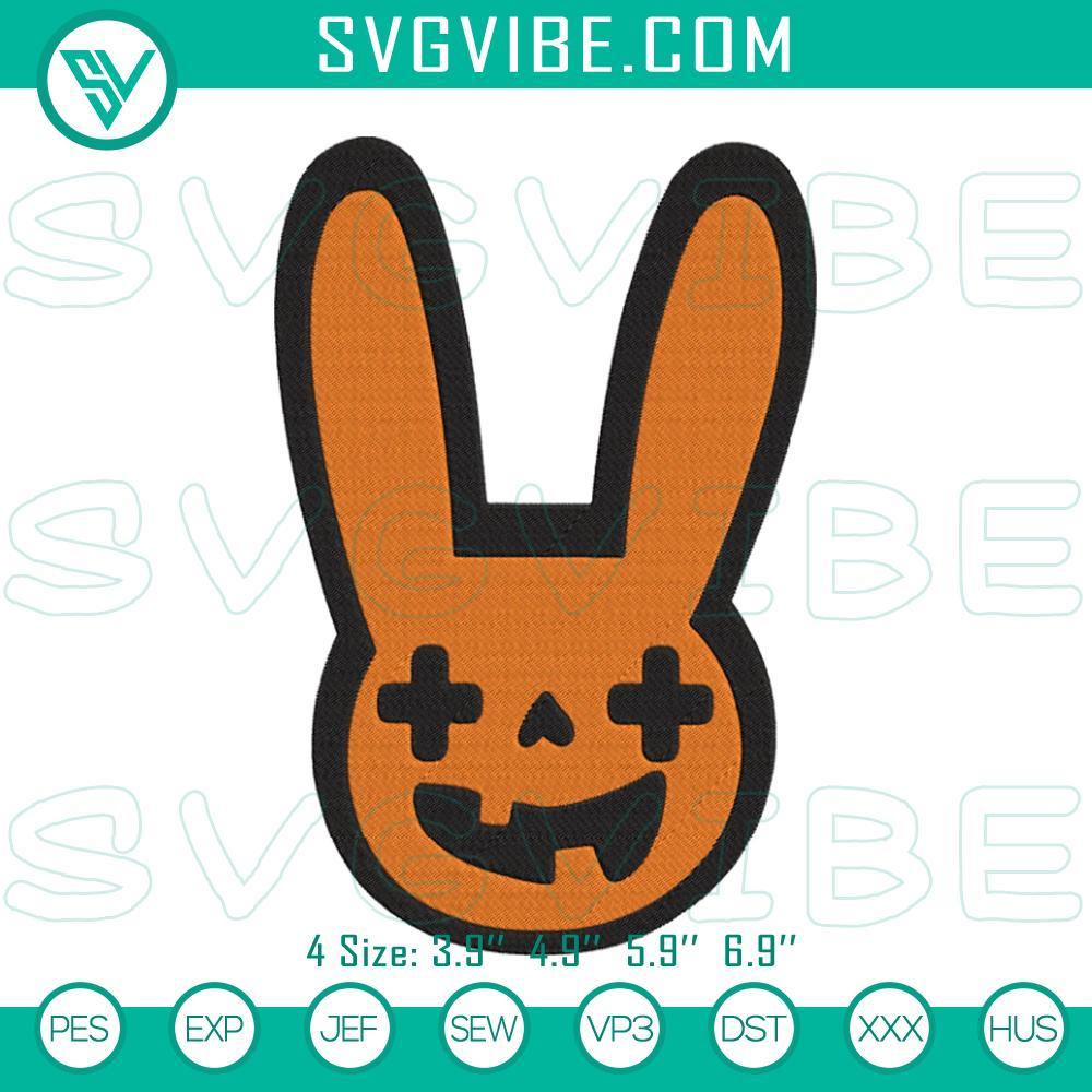 Bad Bunny Pumpkin Embroidery Designs, Bad Bunny Halloween Embroidery Files Bad Bunny pumpkin embroidery designs for Halloween featuring music artist patterns.