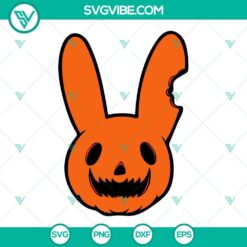 Bad Bunny Halloween pumpkin SVG clipart digital files for crafting, featuring PNG, DXF, and EPS formats.