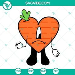 Bad Bunny Sad Heart Easter Carrot SVG File with Una design, perfect for Easter crafts and decorations. Download Bad Bunny Easter SVG.