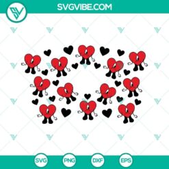 Bad Bunny "Un Verano" inspired Starbucks cup wrap SVG download featuring a sad heart design. Ideal for fans of Bad Bunny merchandise.