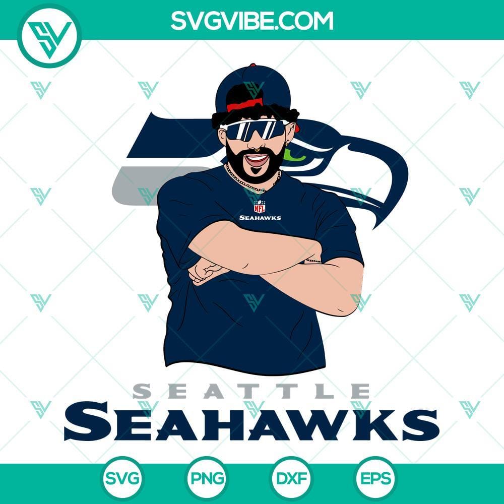 Bad Bunny Seattle Seahawks SVG DXF EPS PNG Cricut Silhouette Vector Clipart Bad Bunny Seattle Seahawks SVG file for Cricut and Silhouette machines. Perfect for crafting projects. EPS, DXF, and PNG formats included.