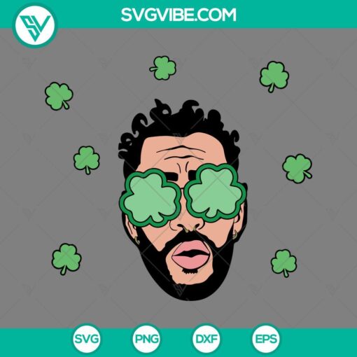 Bad Bunny St Patrick Clover SVG Images with PNG, EPS, DXF files - unique and festive designs for digital projects.