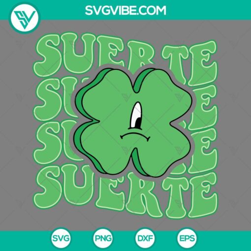 Bad Bunny themed St Patrick’s Day SVG file with clovers, ideal for festive crafts and projects.