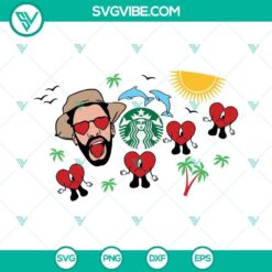 Bad Bunny Starbucks cup wrap SVG download with "Un Verano Sin Ti" design, perfect for customizing cups. Great for Bad Bunny fans.