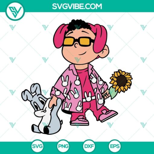 Bad Bunny SVG images featuring Baby Bad Bunny and Baby Benito designs with sunflowers. Ideal for crafting projects.