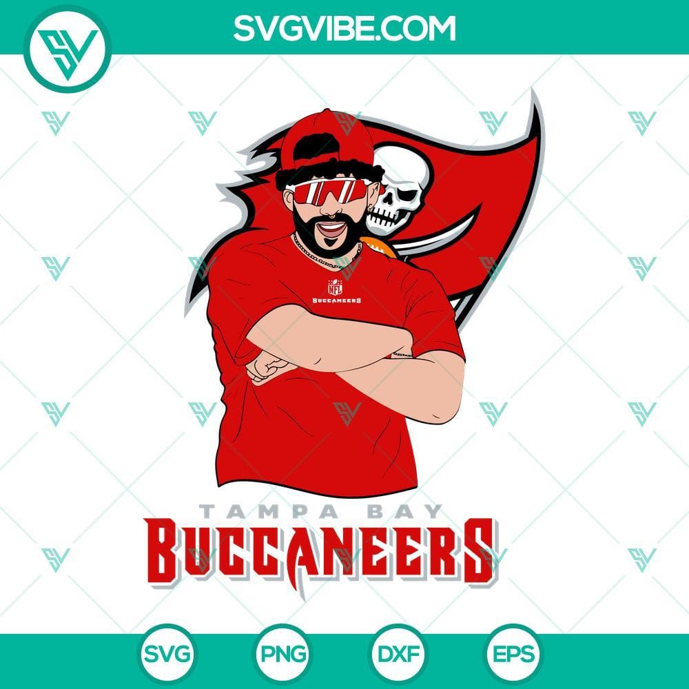 Bad Bunny Tampa Bay Buccaneers SVG DXF EPS PNG Cricut Silhouette Vector Clipart Bad Bunny Tampa Bay Buccaneers SVG design for Cricut & Silhouette, available in DXF, EPS, and PNG formats for download.